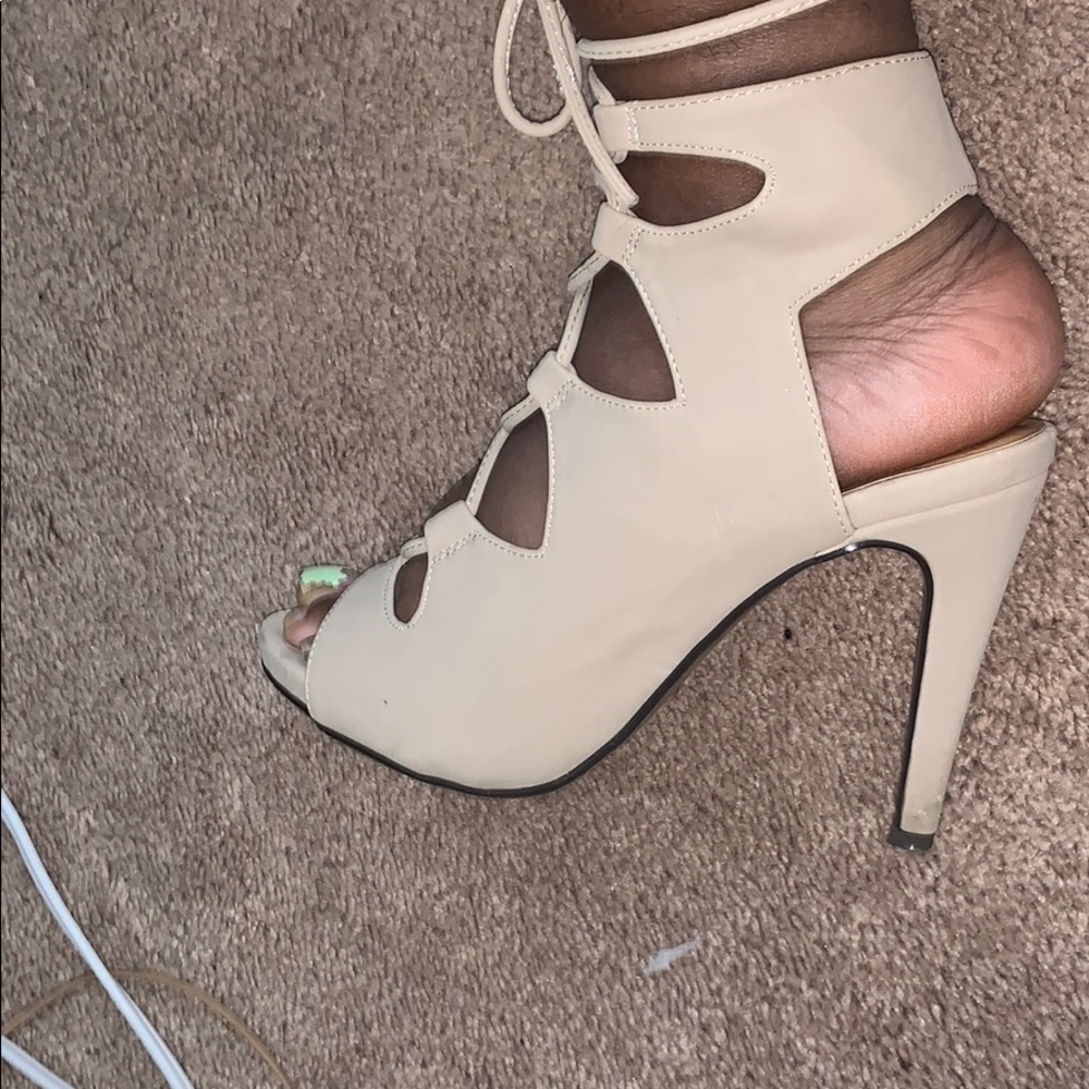 Strapy tan heels